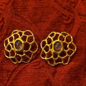 Vintage Mixed Metal Amethyst Earrings